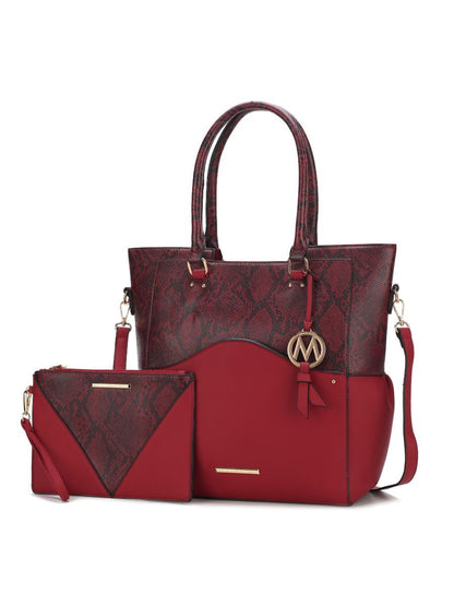MKF Collection Iris Snake Embossed Vegan Leather Women Tote Bag with matching Wristlet Pouch by Mia k New Era Fashion LLc