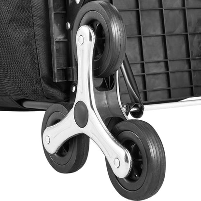 Stair Climber Trolley Dolly, 36L Folding Shopping Cart, Grocery Cart Trolley Laundry Stair Climbing Handcart with 6 Wheels & Oxford Cloth Bag, Foldable Cart for Shopping Grocery Laundry, Black New Era Fashion LLc