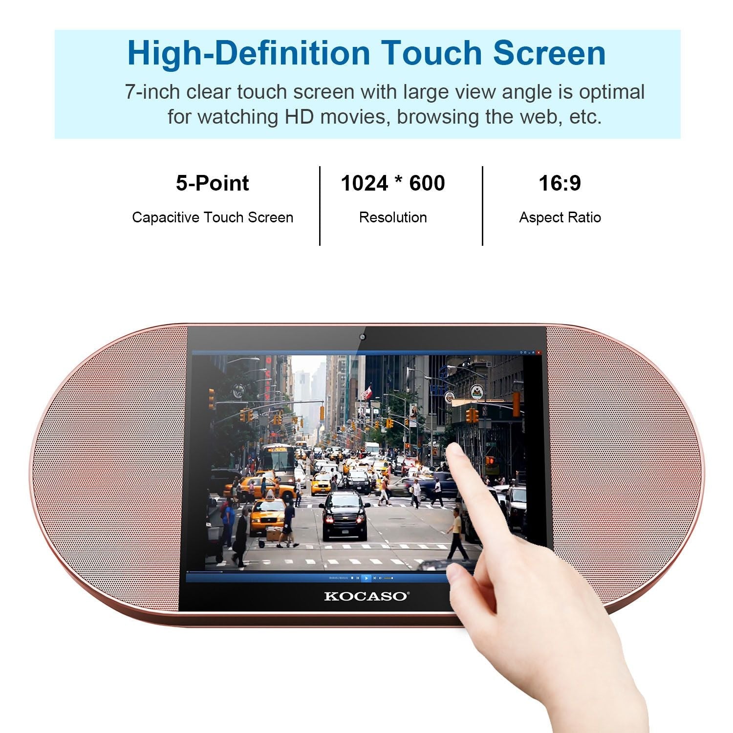 7in Touch Screen Android Tablet PC w/ 25W Wireless Speaker Quad Core Front Camera Micro USB New Era Fashion LLc