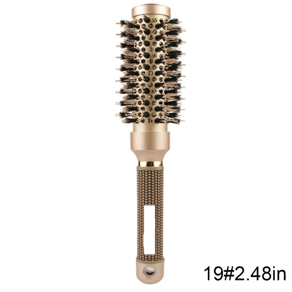 Round Brush For Blow Drying; Nano Thermal Ceramic & Ionic Tech Hair Brush With Boar Bristles; Professional Round Barrel Brush For Styling; Curling And Straightening New Era Fashion LLc