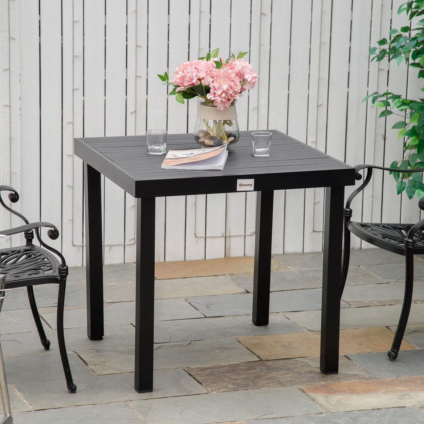 Patio Dining Table 4 Rectangular Aluminum Outdoor Garden Lawn Backyard Black New Era Fashion LLc