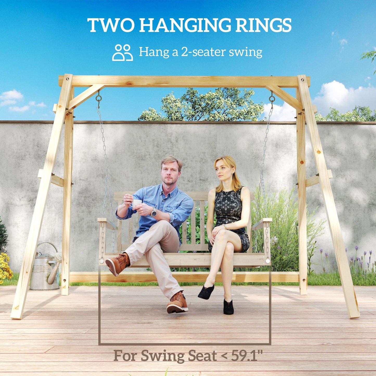 770lbs Porch Swing Frame, Heavy Duty A-Frame Hanging Chair Stand Only with Reinforced Bars for Porch, Garden, Backyard New Era Fashion LLc