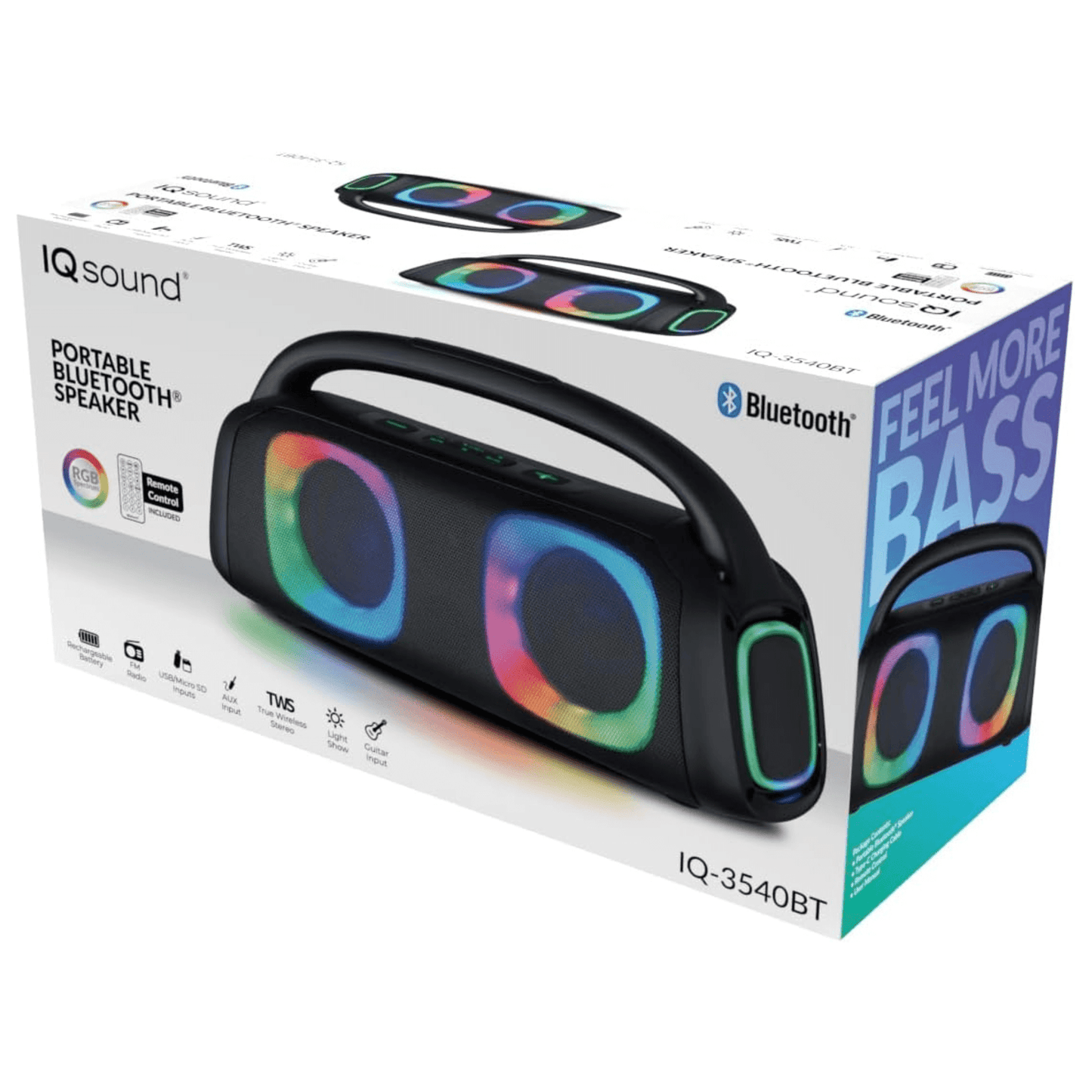 IQ Sound Portable Bluetooth Speaker with RGB Lights and TWS-Enhanced Stereo Sound New Era Fashion LLc