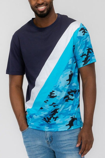 SHORT SLEEVE CAMO COLOR BLOCK TSHIRT New Era Fashion LLc