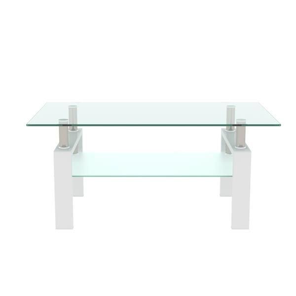 White Coffee Table, Clear Coffee Table, Modern Side Center Tables for Living Room, Living Room Furniture New Era Fashion LLc