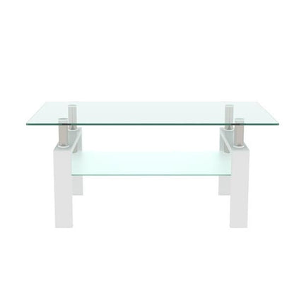 White Coffee Table, Clear Coffee Table, Modern Side Center Tables for Living Room, Living Room Furniture New Era Fashion LLc