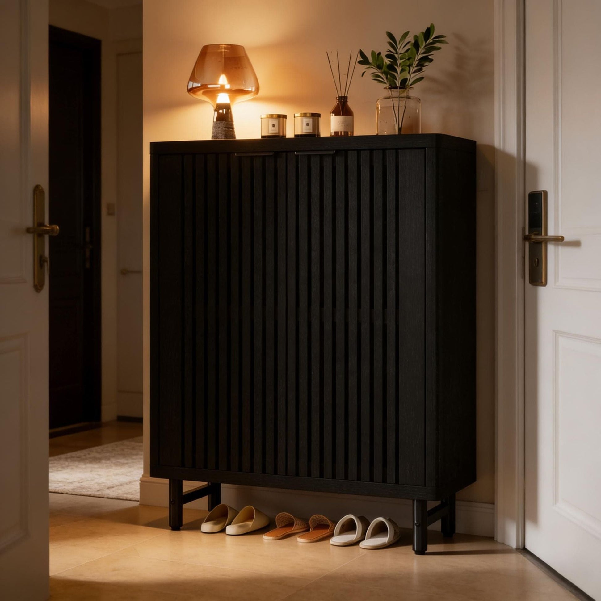 6-Tier Wooden Shoe Cabinet with Louvered Doors & Adjustable Shelves New Era Fashion LLc