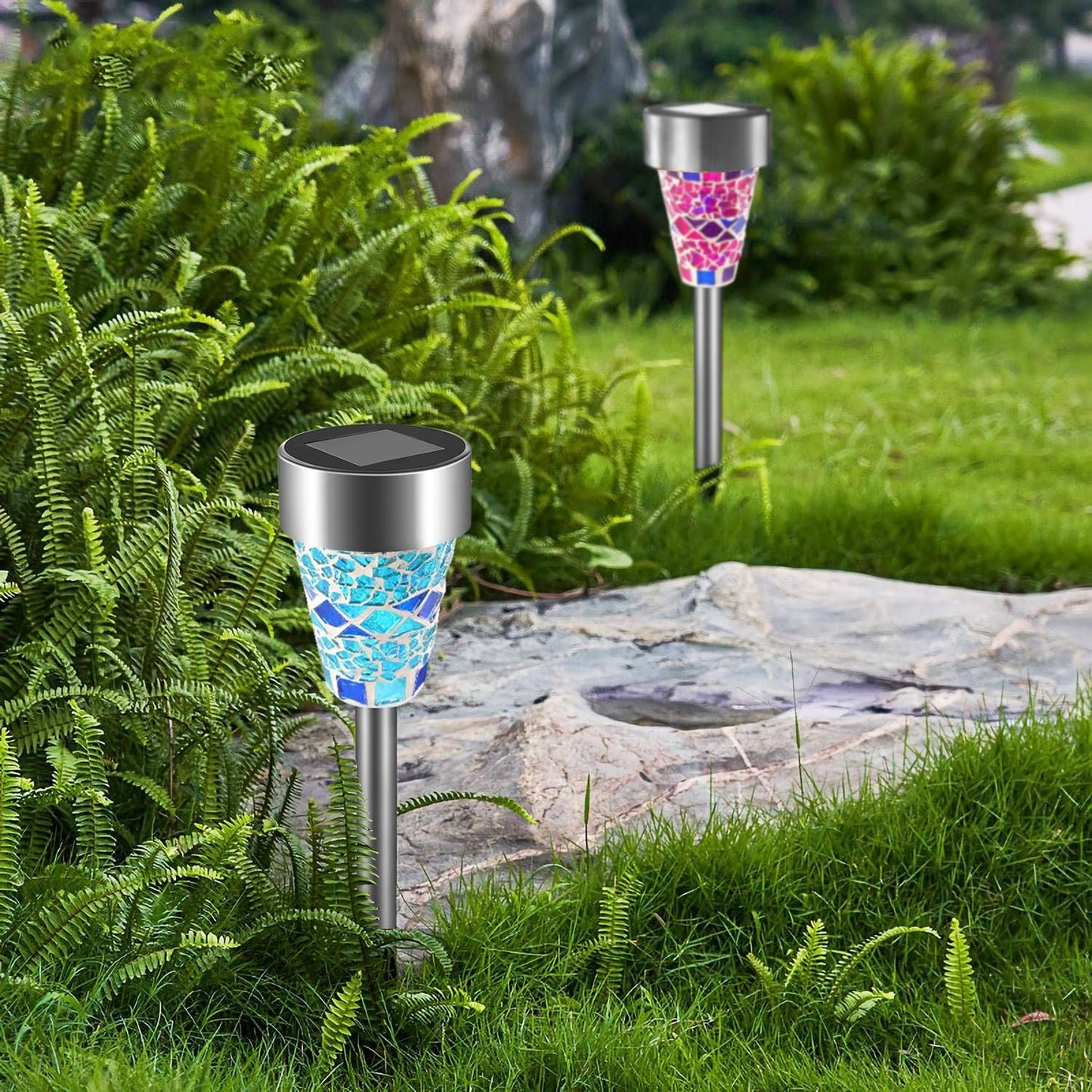 6Packs Solar Garden Lights Outdoor Solar Pathway Lights IP44 Water Resistant Landscape Lights New Era Fashion LLc