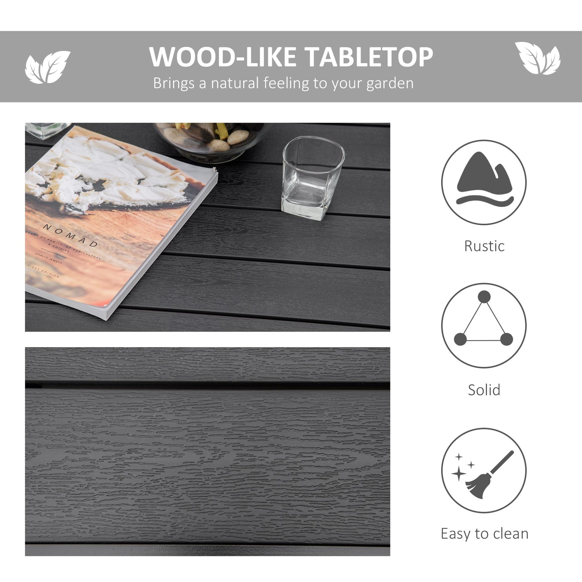 Patio Dining Table 4 Rectangular Aluminum Outdoor Garden Lawn Backyard Black New Era Fashion LLc
