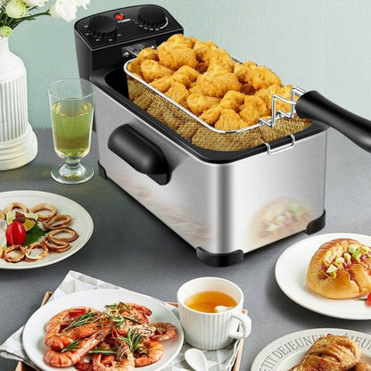 3.2 Quart Electric Stainless Steel Deep Fryer with Timer New Era Fashion LLc