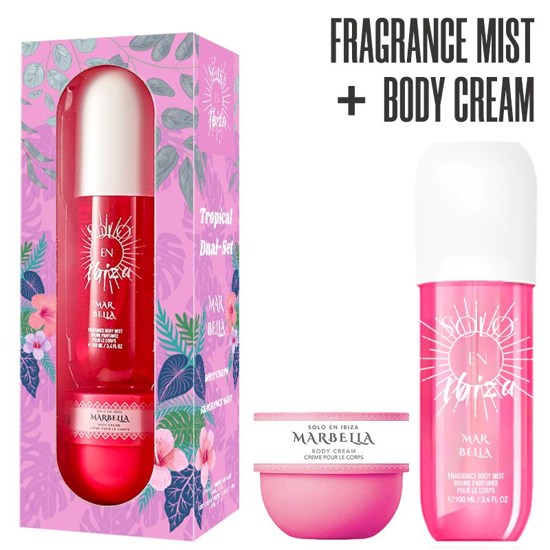 2-Piece Set, SOLO EN IBIZA Body & Hair Fragrance Mist And Body Cream Gift Box For Men And Women, Long Lasting Fragrance, 4 Different Scent, Perfect For Holiday Gifts, Dating, Daily Life, Parties New Era Fashion LLc