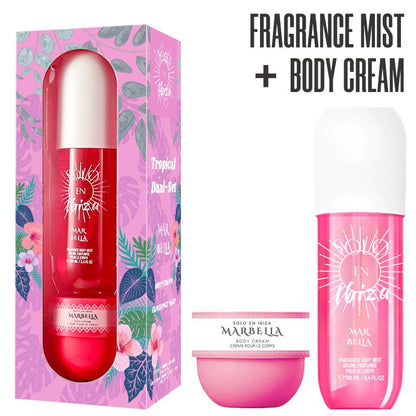 2-Piece Set, SOLO EN IBIZA Body & Hair Fragrance Mist And Body Cream Gift Box For Men And Women, Long Lasting Fragrance, 4 Different Scent, Perfect For Holiday Gifts, Dating, Daily Life, Parties New Era Fashion LLc