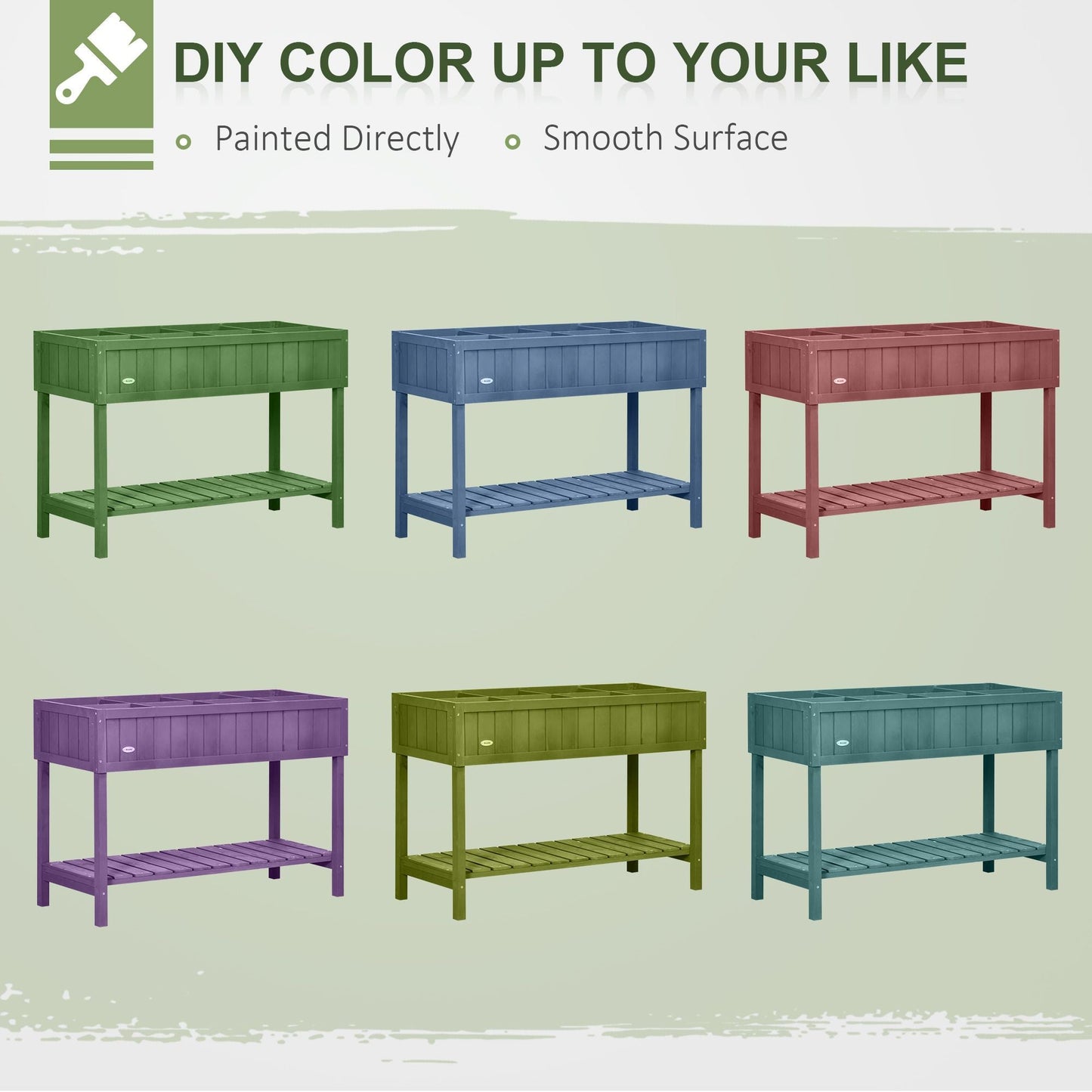 Elevated Planter Box Stand Wooden with 8 Slots and Shelf Dark Grey for Herbs Veggies Flowers New Era Fashion LLc