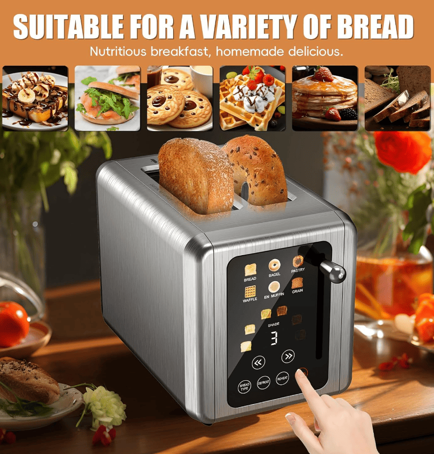 Retro Stainless Steel Toaster with 6 Browning Levels & 3 Functions - Perfect for Defrosting, Reheating, & Cancelling New Era Fashion LLc