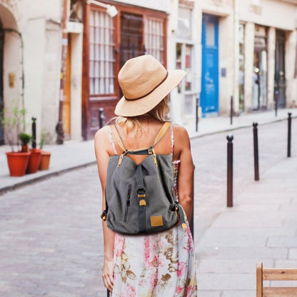 Ladies Canvas Tote Bag Multifunctional Purse Handbag Adjustable Shoulder Rucksack Convertible Backpack Wear-Resistant Dirt-Proof For Women School Office Travel New Era Fashion LLc