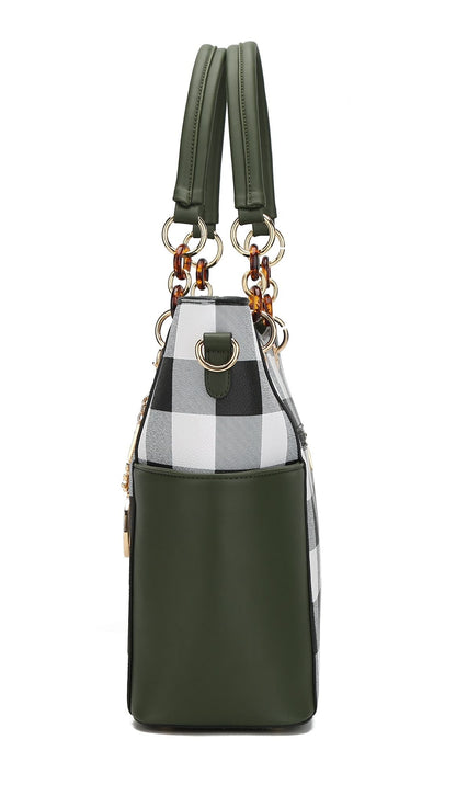 MKF Collection Bonita Checker Tote Handbag & Wallet Set Women by Mia K New Era Fashion LLc