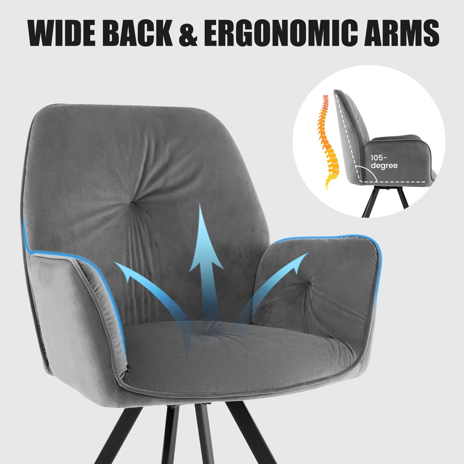 Set of 2 Swivel Accent Arm Chairs with Metal Legs and Wide Back New Era Fashion LLc