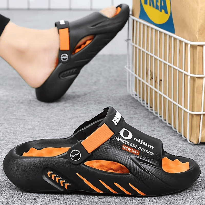 Platform Men's EVA Clog Slippers, Trendy Hole Design Mule Slides with Back Strap, Cushioned Elevated Casual Shoes for Summer, Streetwear, Indoor, Outdoor New Era Fashion LLc