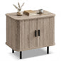 End Table Modern Mid Century Nightstand with Sliding Tambour Doors and Storage Shelf New Era Fashion LLc