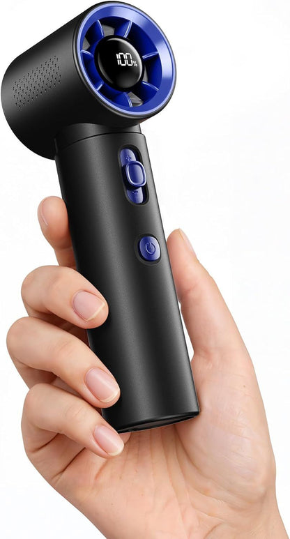 Portable Handheld Turbo Fan, 100 Gear High Speed, Up to 12H Rechargeable Personal Fan with Digital Display, Detachable Base & Lanyard, Small Travel Essentials Cooling Gifts for Women Men New Era Fashion LLc