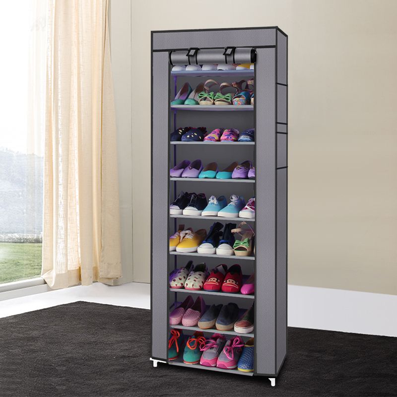 Room-saving 10-Layers 9 Lattices Non-woven Fabric Shoe Rack Black New Era Fashion LLc