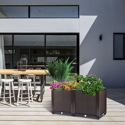Raised Garden Bed with Self-watering System Rectangle Garden Planter for Garden Patio Balcony Elevated Planter Box for Flowers Vegetables Herbs New Era Fashion LLc