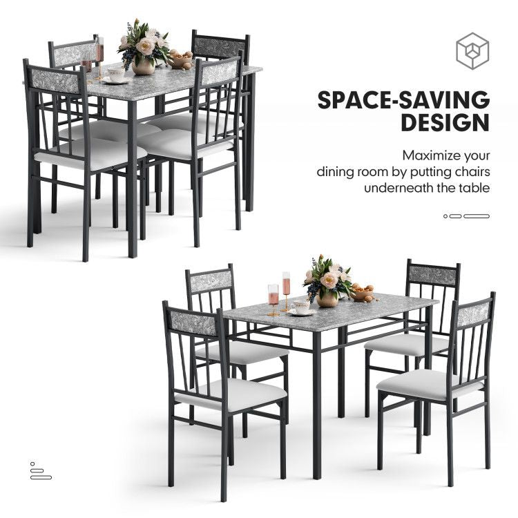 5 Pieces Faux Marble Dining Set Table New Era Fashion LLc