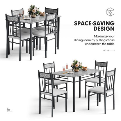 5 Pieces Faux Marble Dining Set Table New Era Fashion LLc
