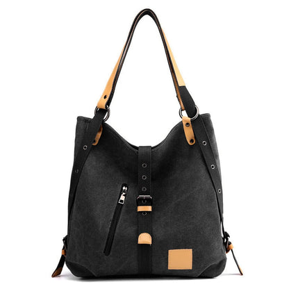 Ladies Canvas Tote Bag Multifunctional Purse Handbag Adjustable Shoulder Rucksack Convertible Backpack Wear-Resistant Dirt-Proof For Women School Office Travel New Era Fashion LLc