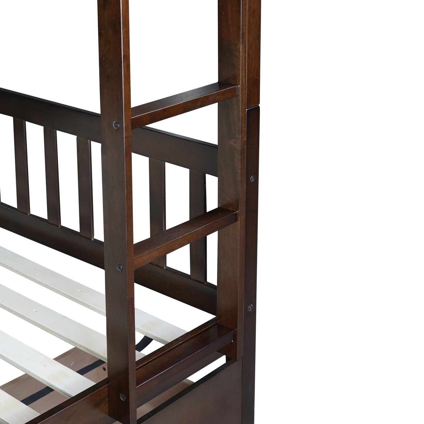 Twin Over Twin Rubber Wood Bunk Bed with 2 Drawers, Convertible into 2 Twin Beds, Twin Size Bunk Bed with Ladder and Safety Guardrails New Era Fashion LLc