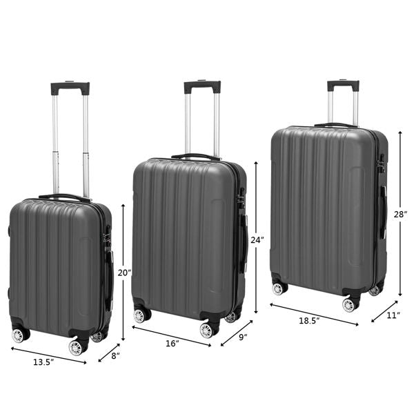 3-in-1 Multifunctional Large Capacity Traveling Storage Suitcase Luggage Set Dark Gray New Era Fashion LLc