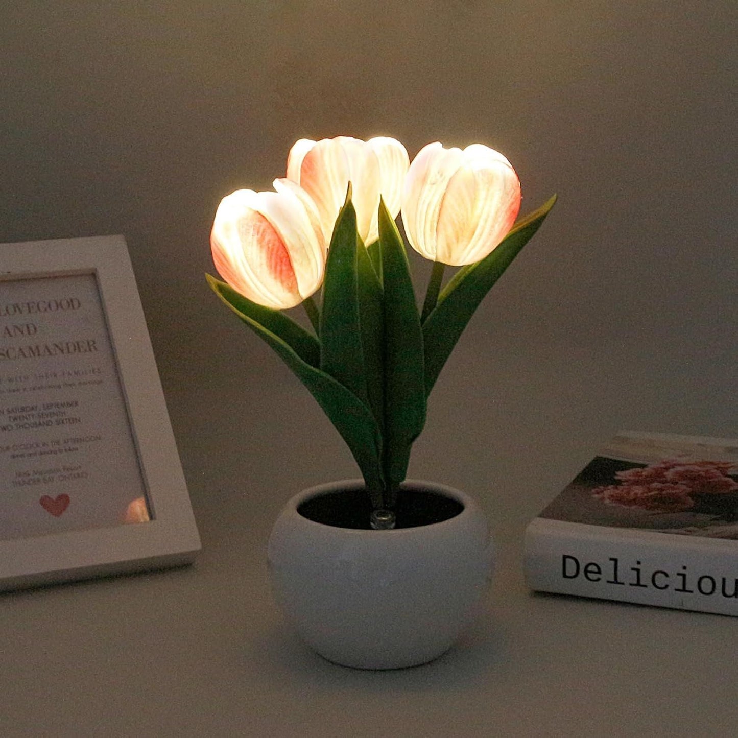 Tulip Lamp - LED Replica Tulip Table Lamp with Flower Vase for Desktop Decoration. Suitable for home, living room, desktop decoration, holiday gifts, atmosphere decoration lamps. Powered by USB New Era Fashion LLc