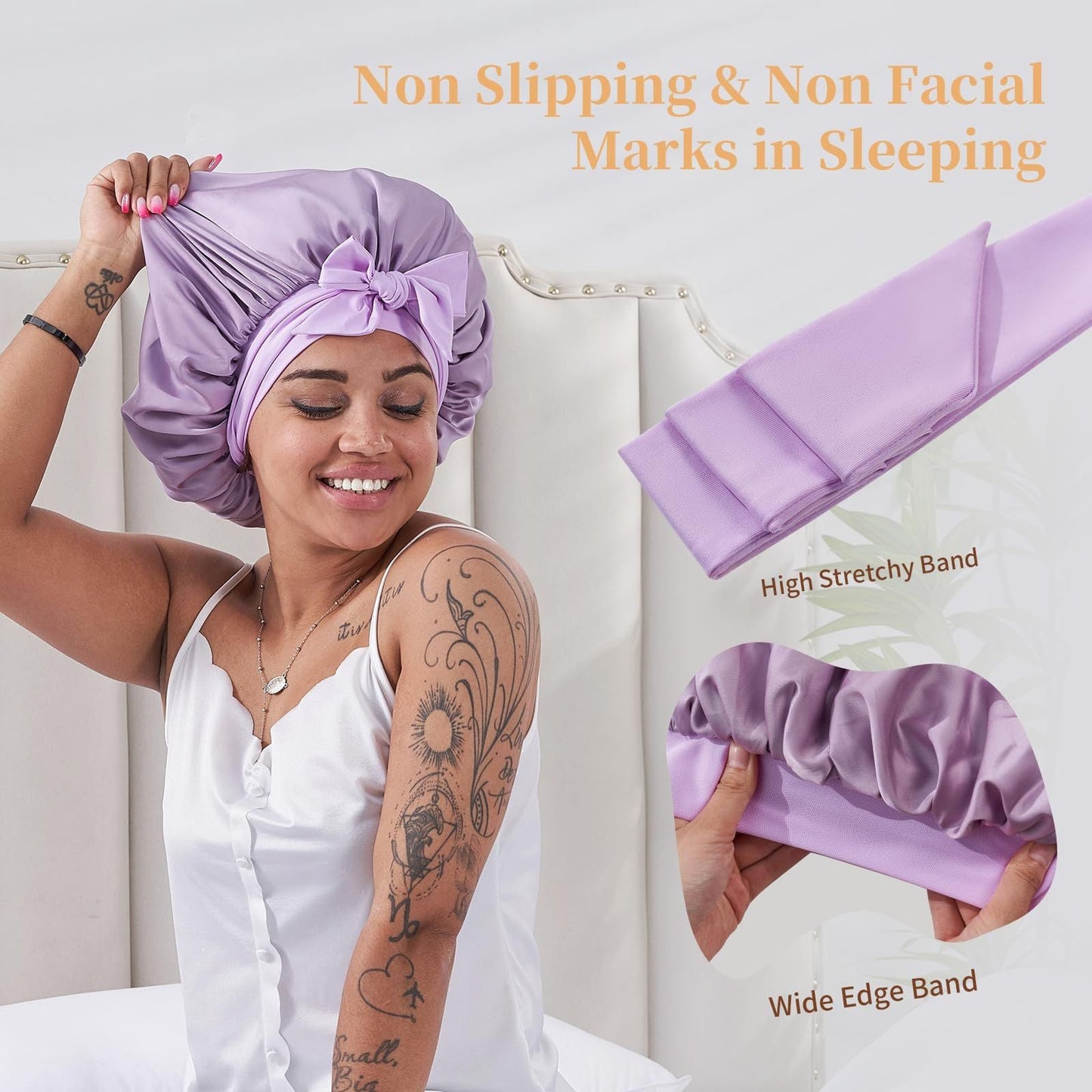 Silk Bonnet for Sleeping Women, Satin Hair Bonnet for Sleeping for Wavy Curly Natural Hair Women Men - Rose Red New Era Fashion LLc