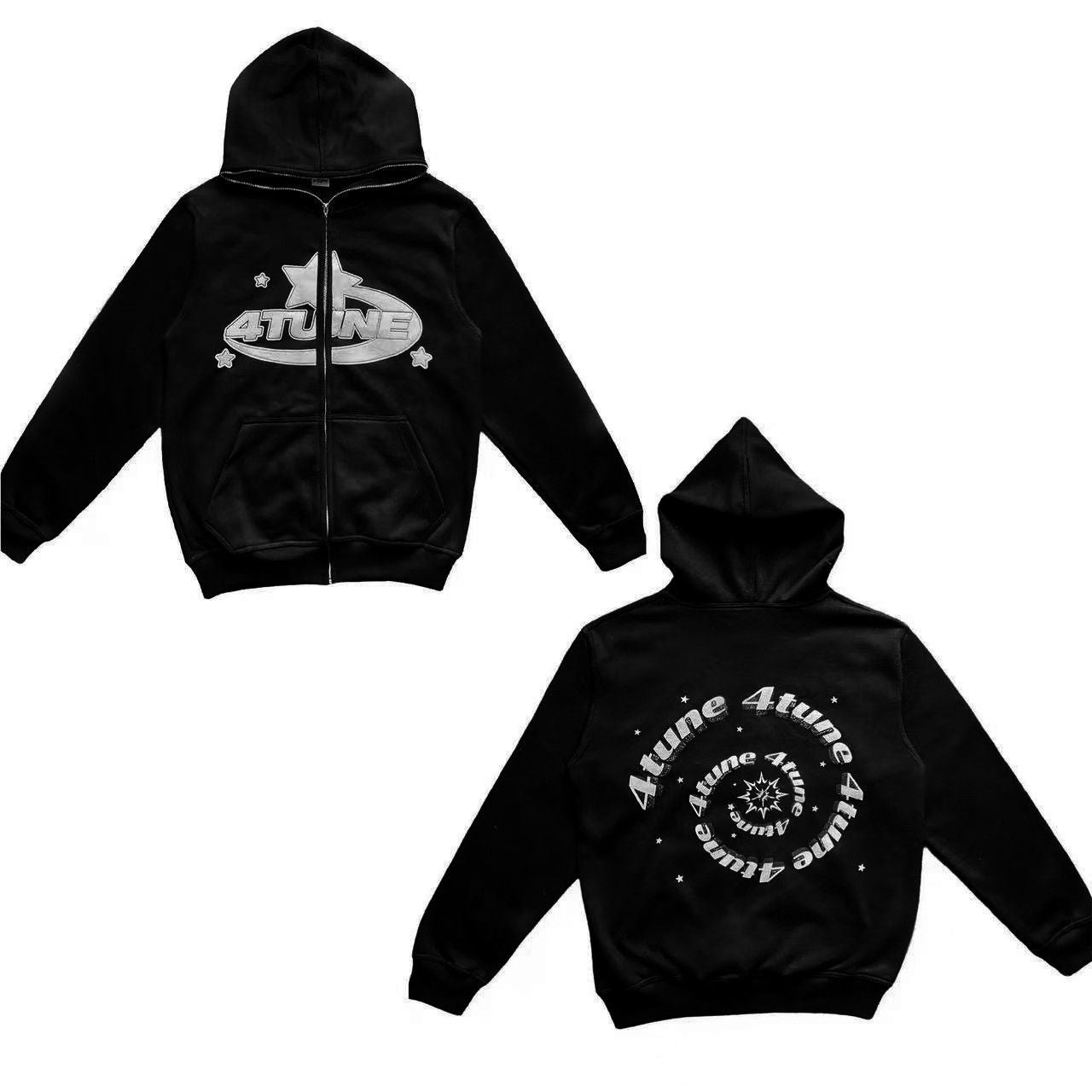 Star Letter Print Hoodie Men Retro Zip Up Long Sleeve Loose Jacket Coats Harajuku Casual Gothic Hooded Sweatshirt Y2K Streetwear New Era Fashion LLc