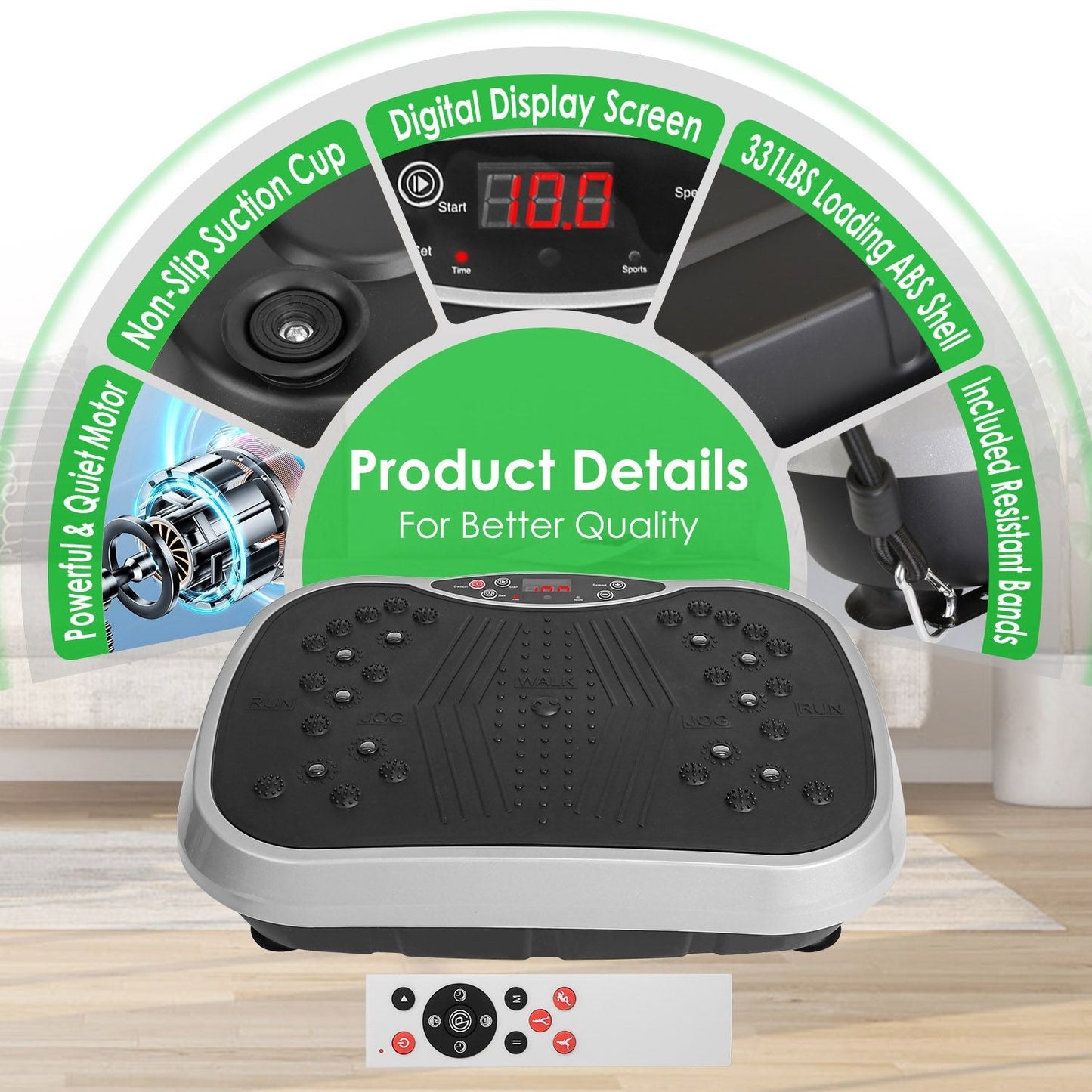 Vibration Exercise Machine With Resistant Bands Remote Control Whole Body Vibration Platform Workout Equipment Home Fitness Training Equipment For Weight Loss Fat Burner New Era Fashion LLc