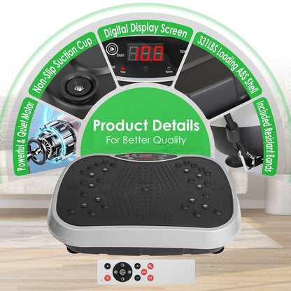 Vibration Exercise Machine With Resistant Bands Remote Control Whole Body Vibration Platform Workout Equipment Home Fitness Training Equipment For Weight Loss Fat Burner New Era Fashion LLc