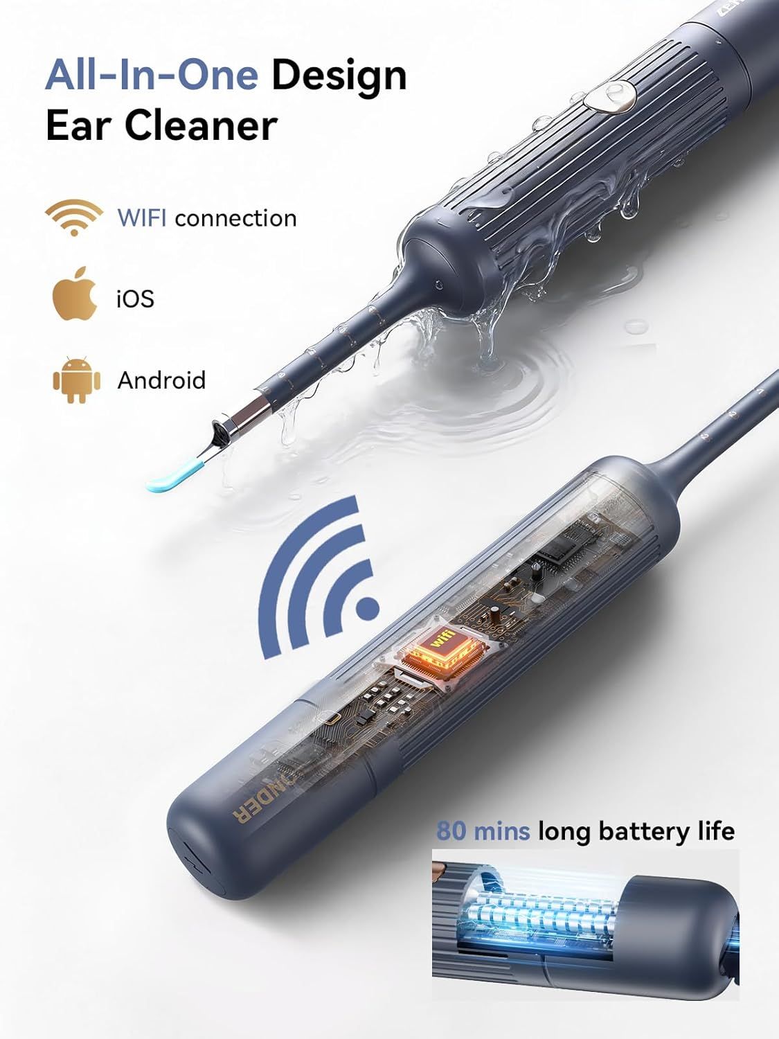 I35R Ear Cleaner with Flexible Ear Camera Otoscope - Visual Ear Pick Tweezers Wax Remover - Ear Cleaning Kit for Family New Era Fashion LLc