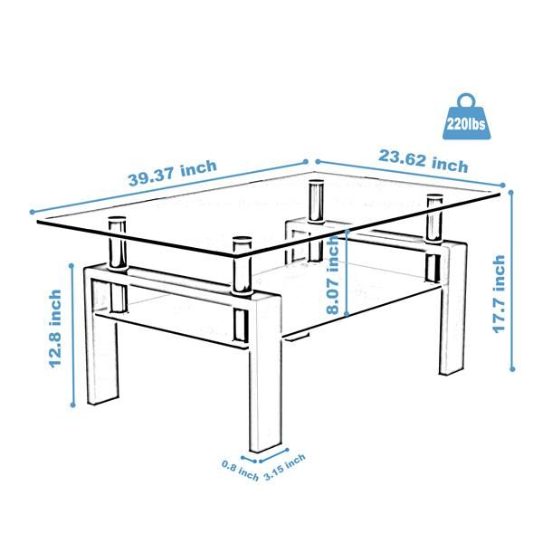 White Coffee Table, Clear Coffee Table, Modern Side Center Tables for Living Room, Living Room Furniture New Era Fashion LLc
