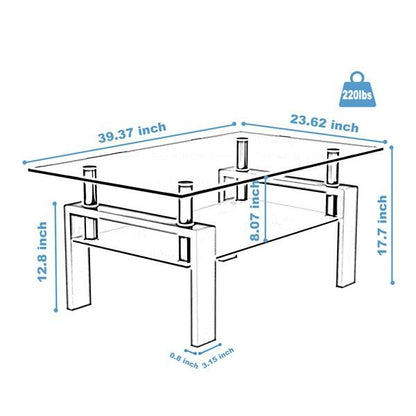 White Coffee Table, Clear Coffee Table, Modern Side Center Tables for Living Room, Living Room Furniture New Era Fashion LLc