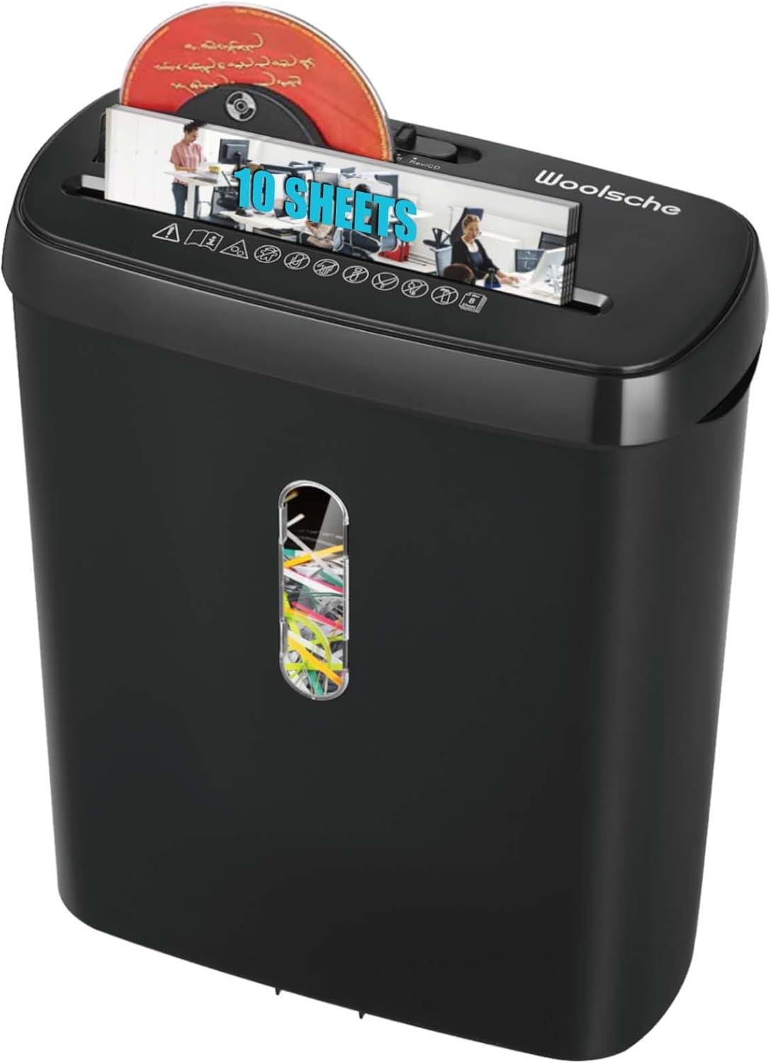 Woolsche Home Office Paper Shredder-10-Sheet Strip Cut with 3.17-Gallon Basket - P-2 Security Level - CD & Credit Card Shredder - Durable & Fast - Jam Proof System - ETL Certified New Era Fashion LLc