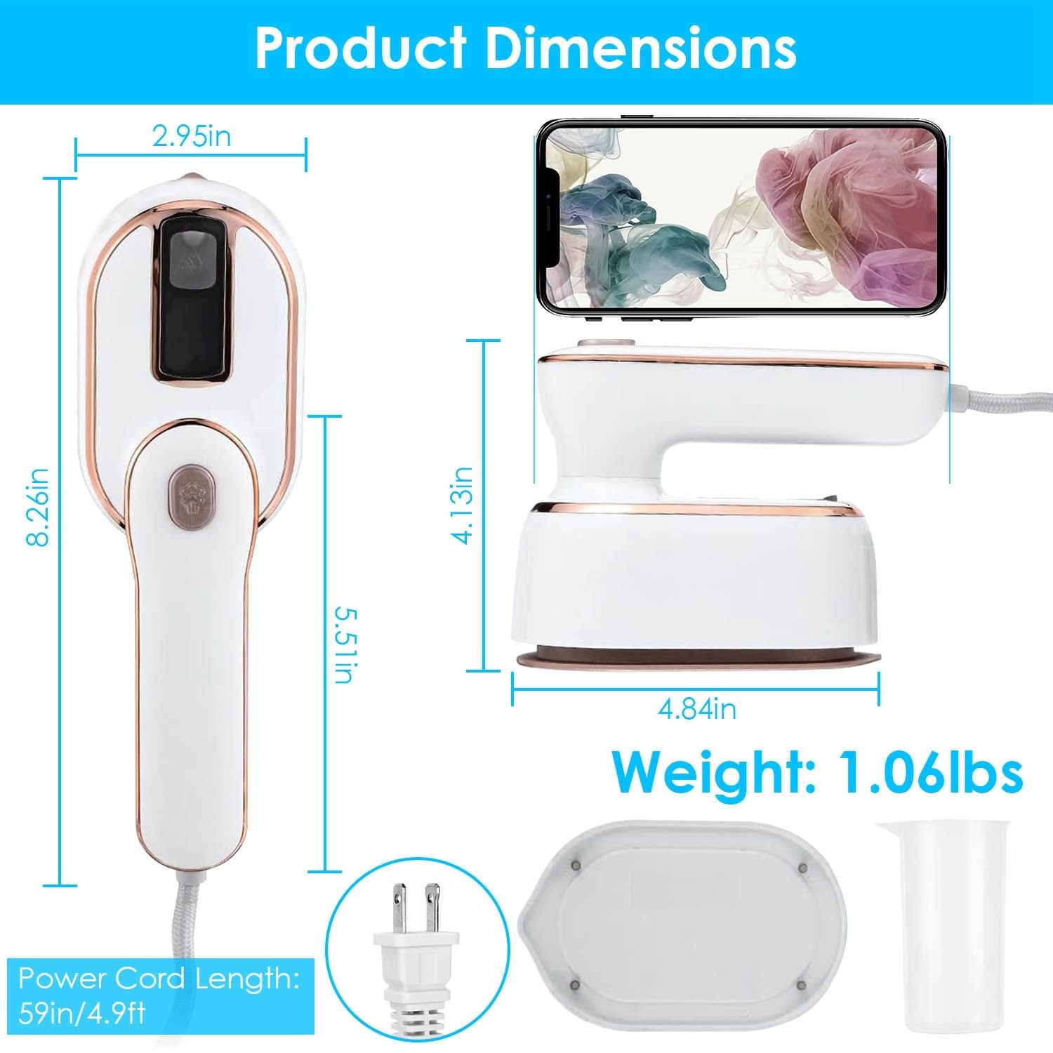 1000W Portable Handheld Steamer for Hang Flat Ironing Travel Garment Steamer with 180° Rotatable Handle 10S Fast Heating Clothing Wrinkles Remover for Home Office Travel New Era Fashion LLc