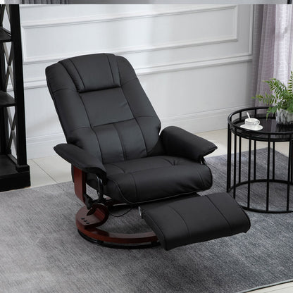 Living Room Relaxation: Black Faux Leather Swivel Recliner with Adjustable Footrest New Era Fashion LLc