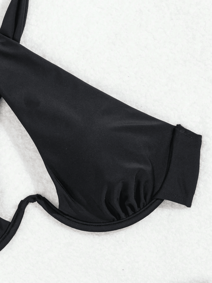 Women's black sexy  two-piece quick-dry fabric bikini swimwear New Era Fashion LLc