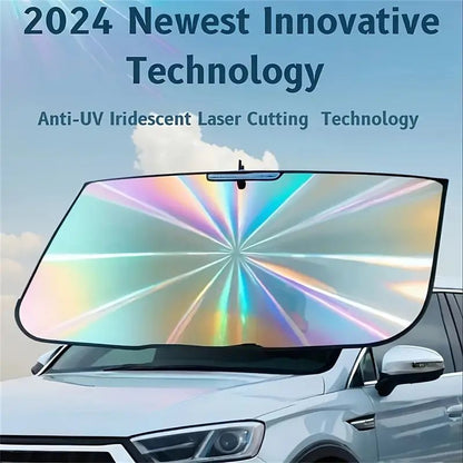 2025 Upgraded U.S. General Purpose Version Rainbow Umbrella Car Windshield Sunshade - UV Blocking, Heat Insulating, Scratch Resistant Handle, 10 Layer Fabric, Foldable Sun Visor, 55x31.5 Inches - Univ New Era Fashion LLc