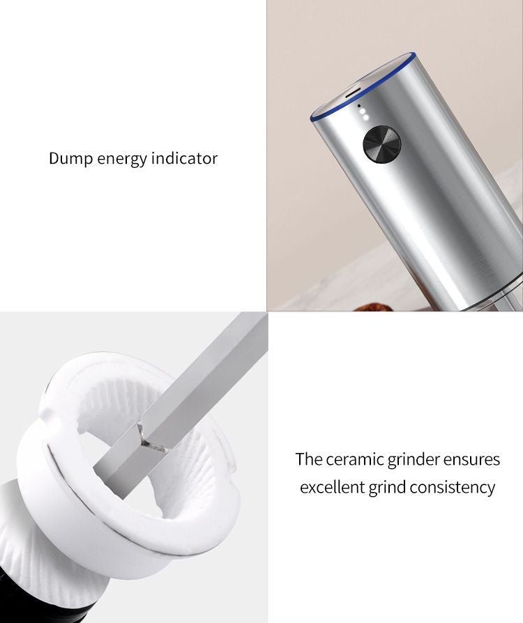 Electric Salt or Pepper Grinder , Stainless Steel with LED Light, Type-C Rechargeable, Ceramic Adjustable Coarseness, 95ml Large Capacity Visible Window, Patented Light Pipe Washable Design for Kitche New Era Fashion LLc