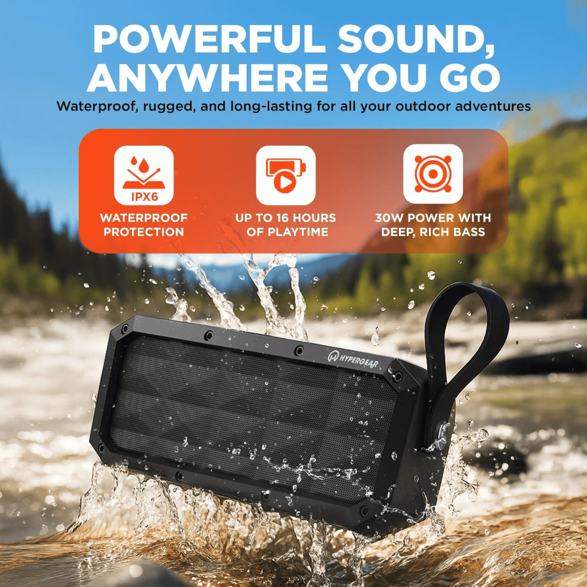 HyperGear Beast XL Water-Resistant Wireless Speaker New Era Fashion LLc