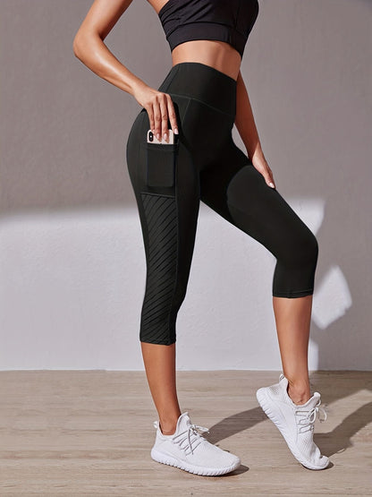 High Waist Yoga Capri Pants, Tummy Control Sports Legging Capri For Women With Out Pockets And Mesh Design New Era Fashion LLc