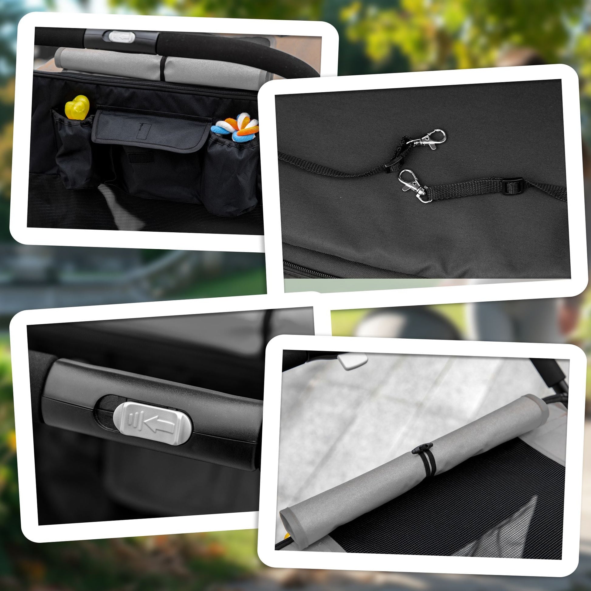 Pet Stroller Dog Cat Carriage One Click Fold with Universal Front Wheels Shock Absorber Brakes Storage Bags Mesh Window New Era Fashion LLc