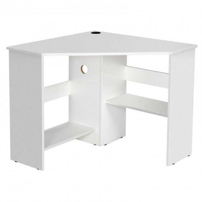 Corner Computer Desk Triangle Writing Workstation with Storage Shelf New Era Fashion LLc