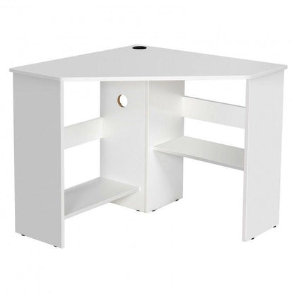 Corner Computer Desk Triangle Writing Workstation with Storage Shelf New Era Fashion LLc